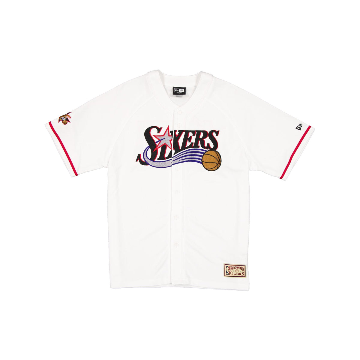Philadelphia 76ers Hardwood Classics White Button-Up T-Shirt