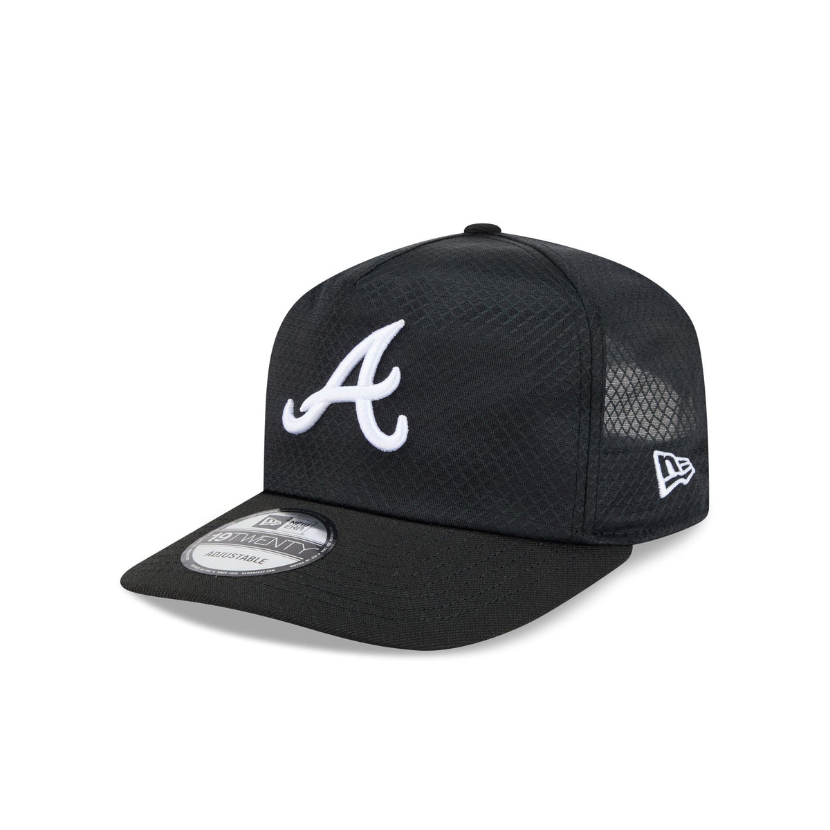 Atlanta Braves Black & White Mesh 19TWENTY Trucker Hat
