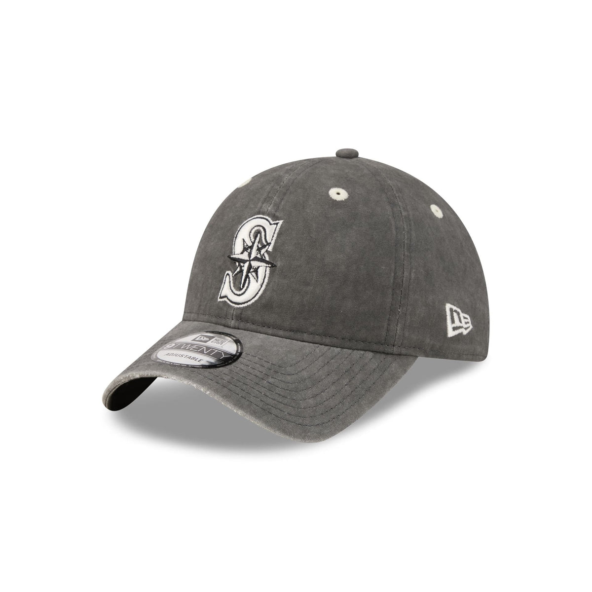 Seattle Mariners Washed Black Cotton 9TWENTY Adjustable Hat