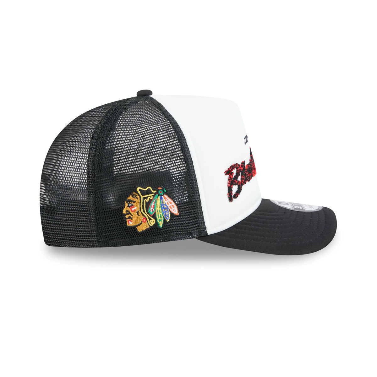 Chicago Blackhawks Fade Script 9FIFTY A-Frame Trucker Hat