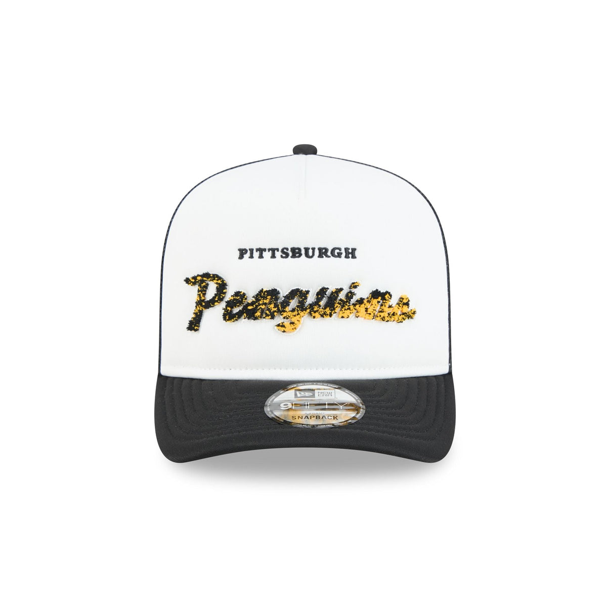 Pittsburgh Penguins Fade Script 9FIFTY A-Frame Trucker Hat