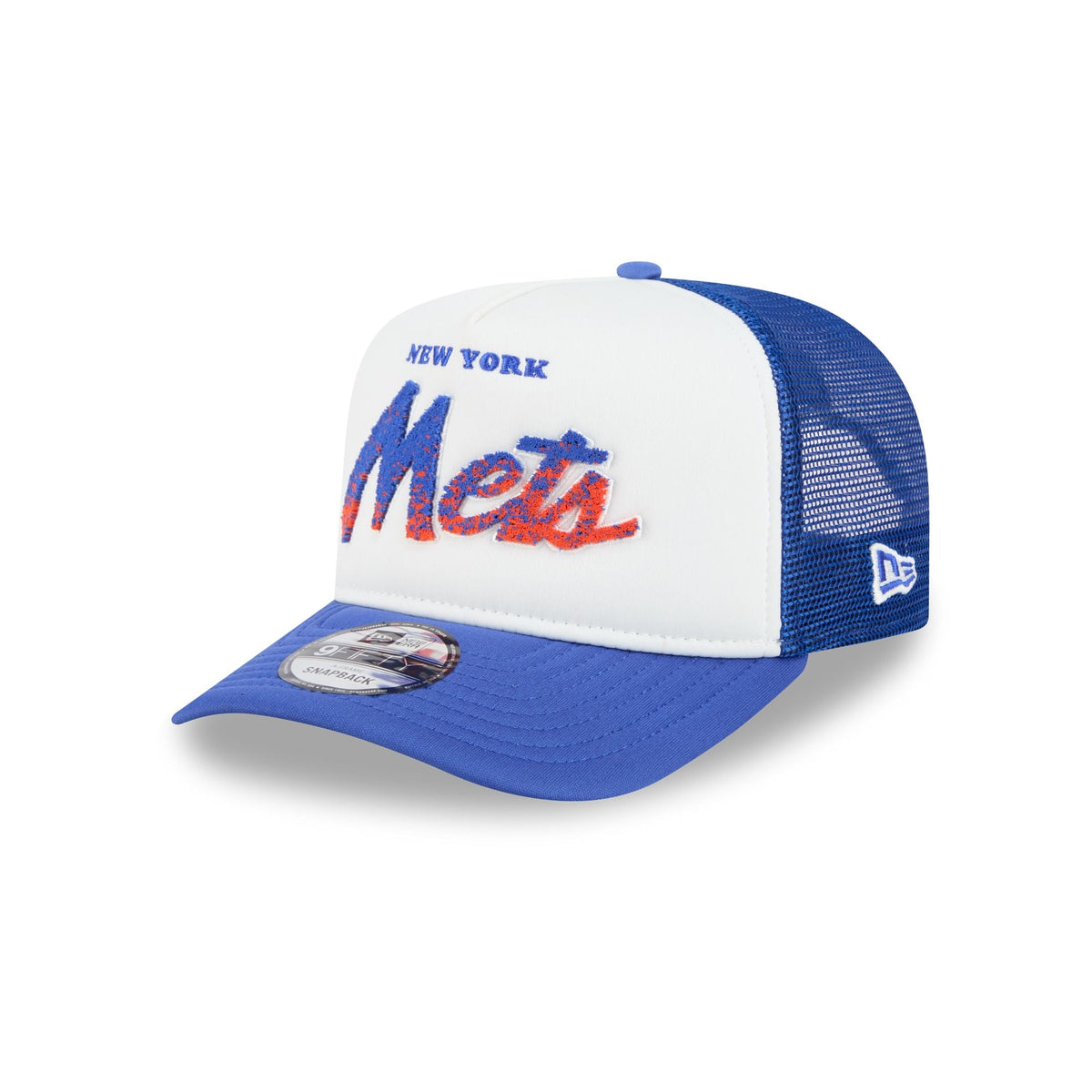 New York Mets Fade Script 9FIFTY A-Frame Trucker Hat