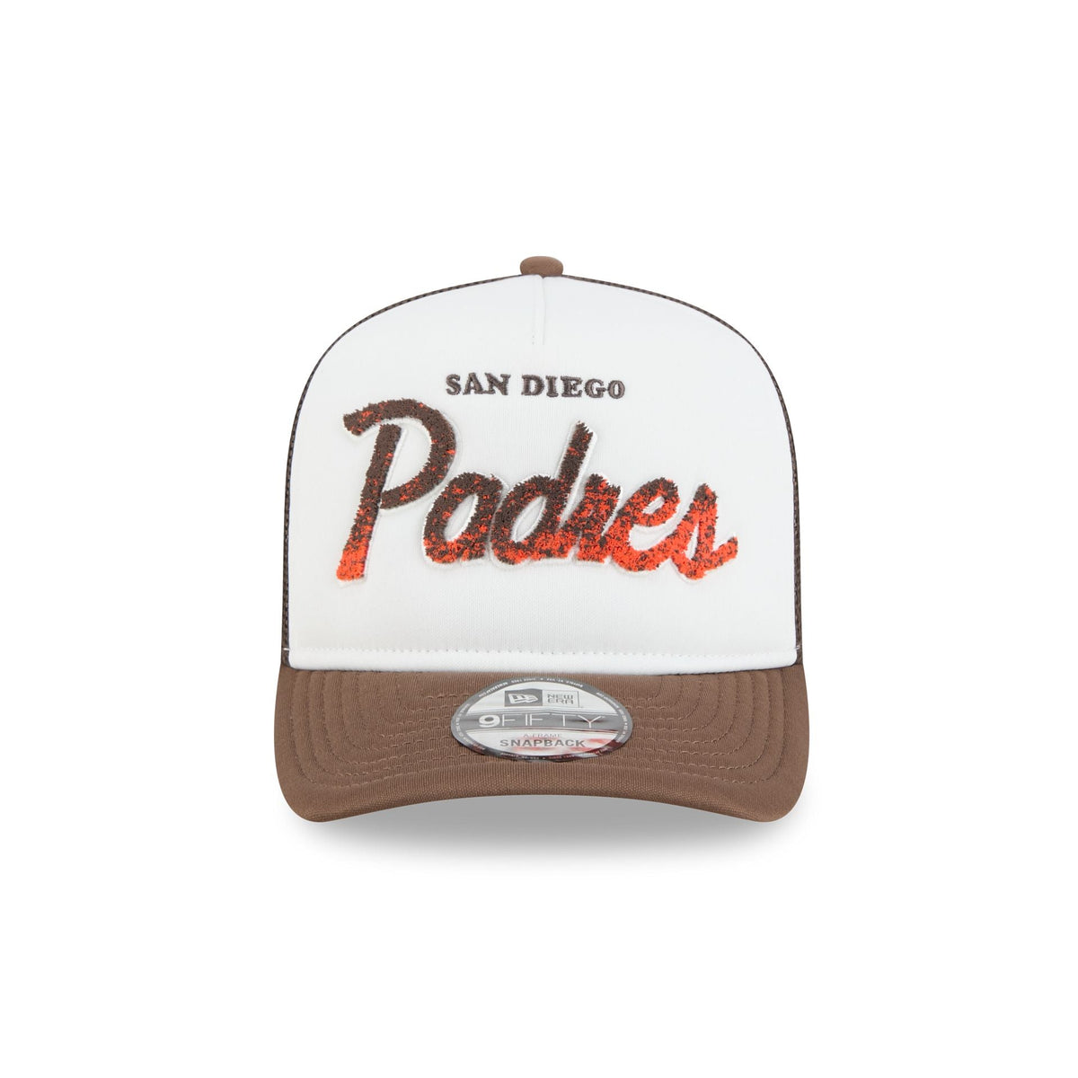 San Diego Padres Fade Script 9FIFTY A-Frame Trucker Hat