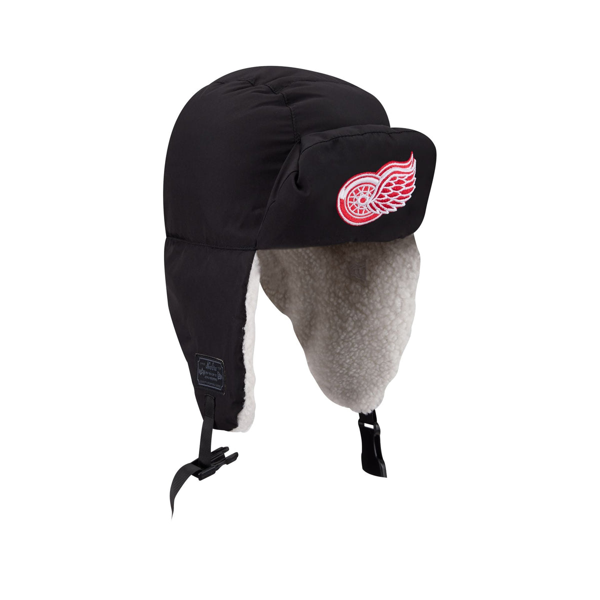 Alpha Industries x Detroit Red Wings Black Puffer Trapper Hat