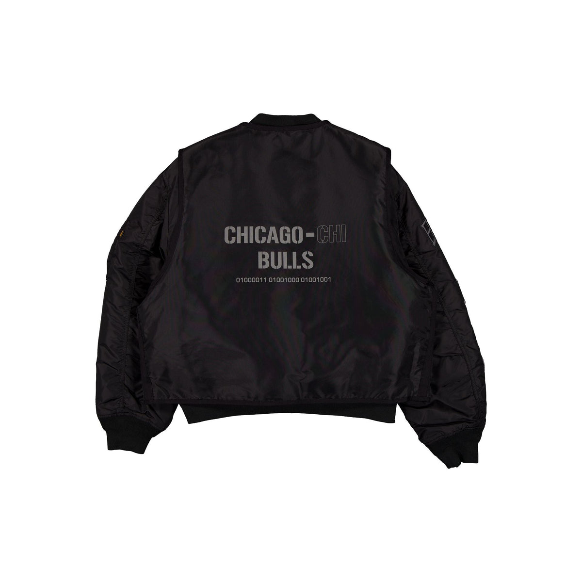 Alpha Industries x Chicago Bulls Black 2-in-1 MA-1 Flight Jacket + Vest