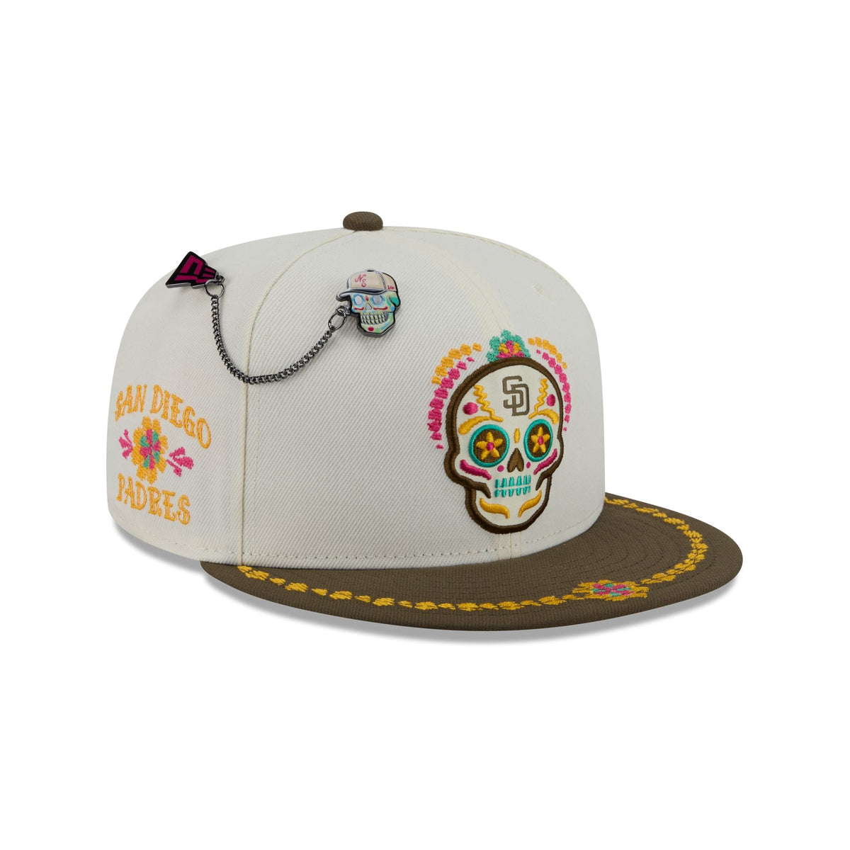 San Diego Padres Day of the Dead Chrome White 59FIFTY Fitted Hat