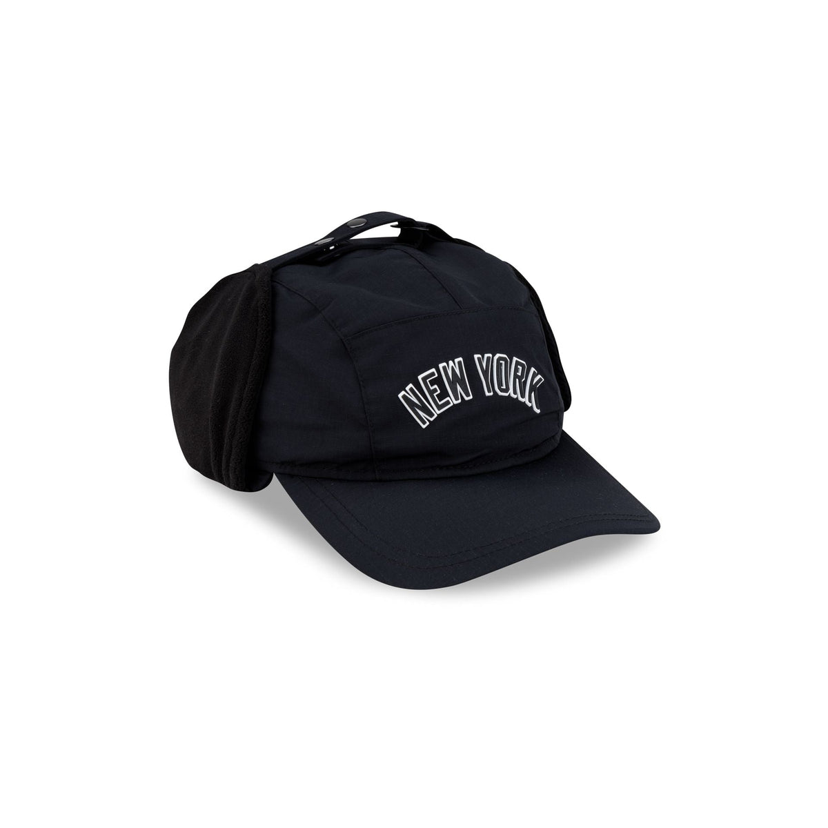 New York Yankees Black Fleece Dog Ear Camper Adjustable Hat