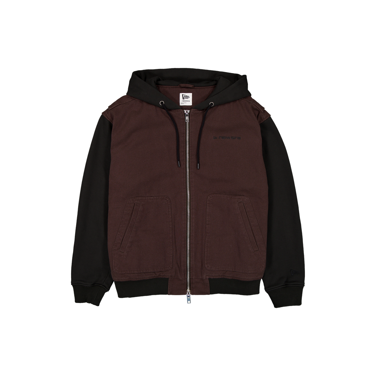 New Era Branded Cap Commuters Bomber Knit Dark Brown Full-Zip Hoodie