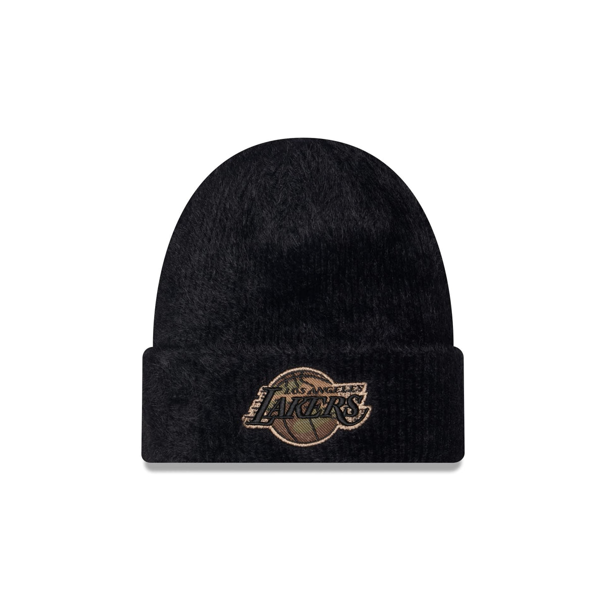 Los Angeles Lakers Camo Logo Fuzzy Cuff Knit Beanie Hat