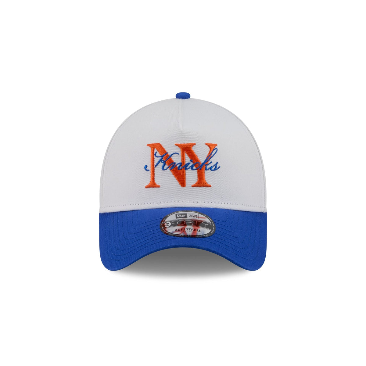 New York or Nowhere x New York Knicks Stacked Script White 9FORTY A-Frame Snapback Hat