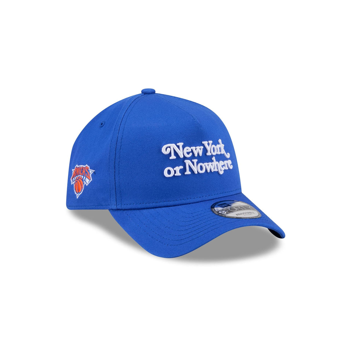 New York or Nowhere x New York Knicks Script Blue 9FORTY A-Frame Snapback Hat