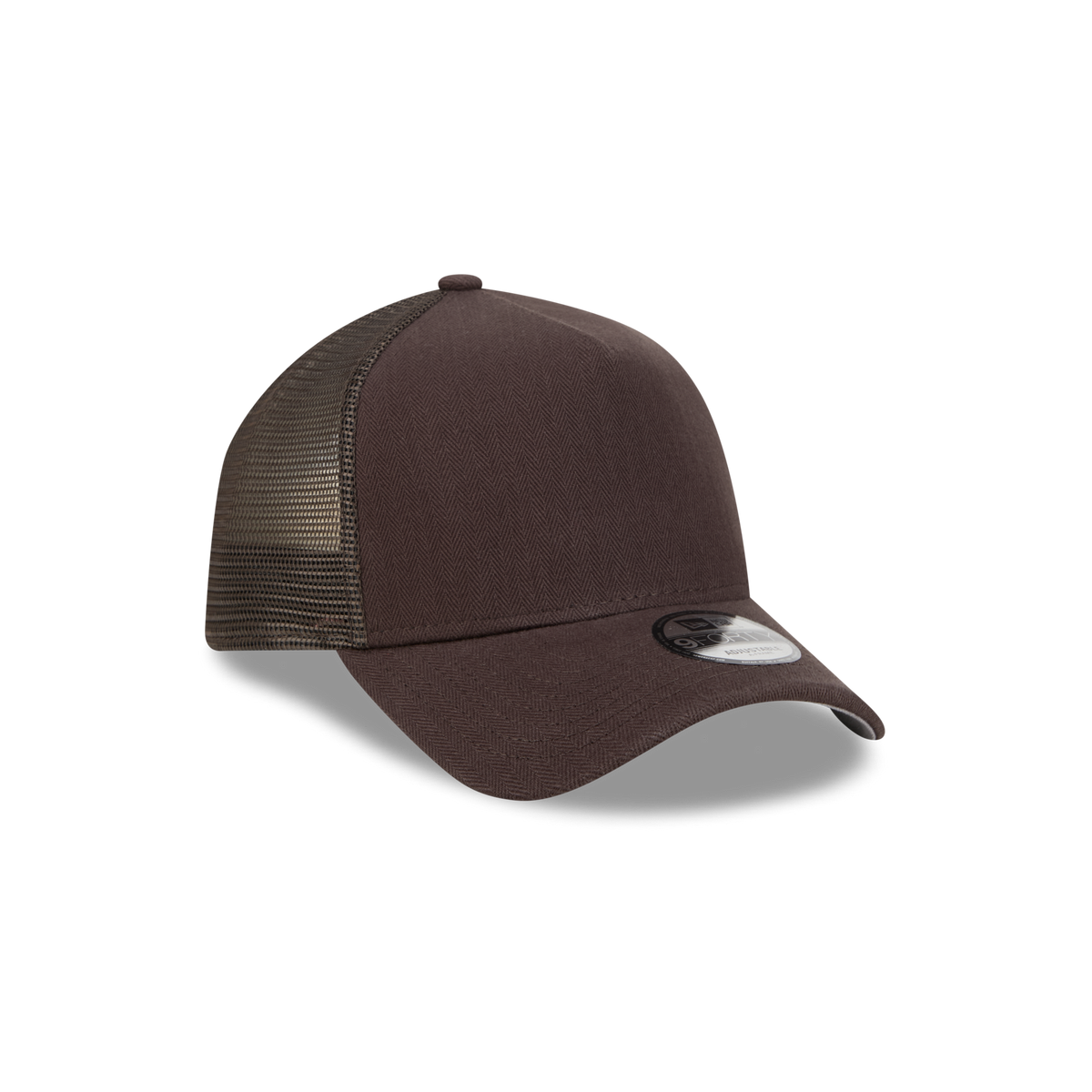 New Era Branded Herringbone Dark Brown 9FORTY A-Frame Trucker Hat