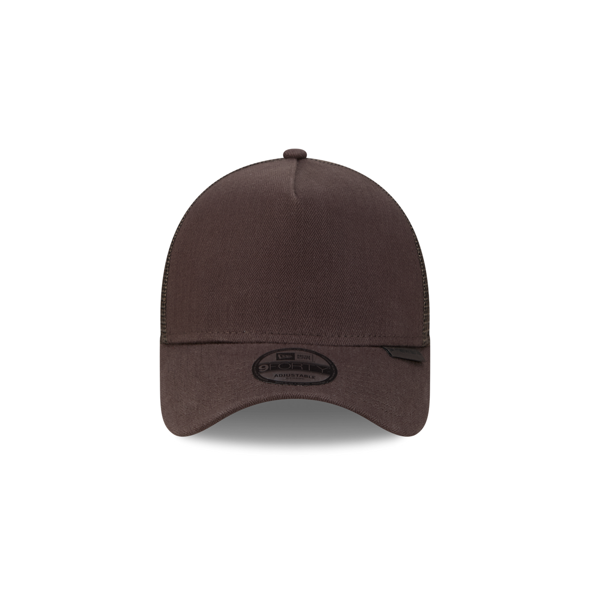 New Era Branded Herringbone Dark Brown 9FORTY A-Frame Trucker Hat