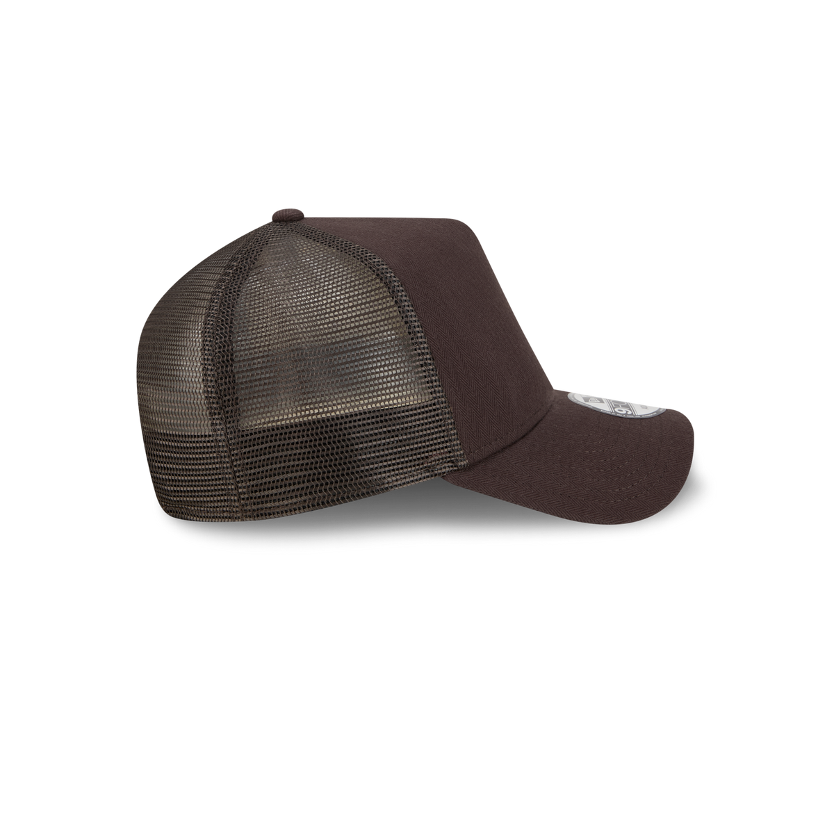 New Era Branded Herringbone Dark Brown 9FORTY A-Frame Trucker Hat
