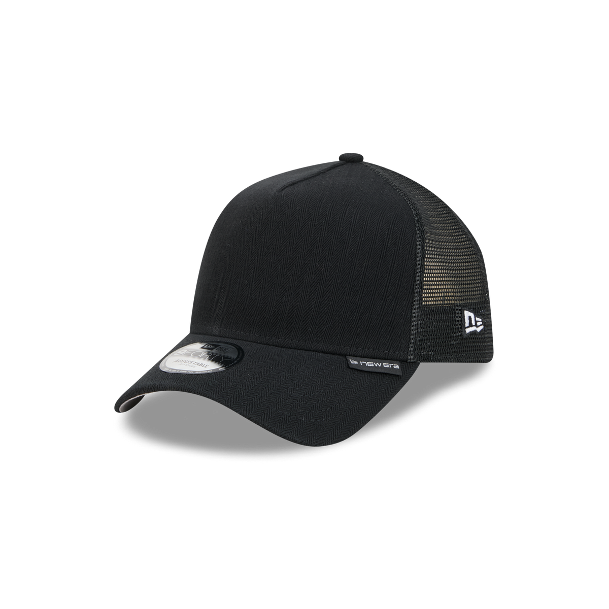 New Era Branded Herringbone Black 9FORTY A-Frame Trucker Hat