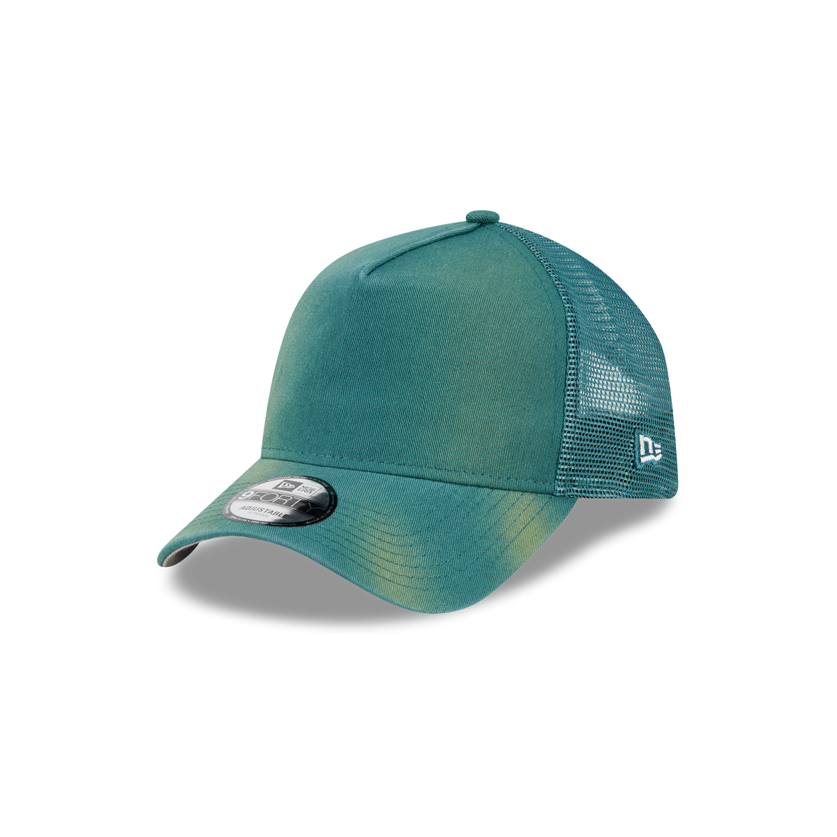 New Era Branded Washed Pine Needle Green 9FORTY A-Frame Trucker Hat