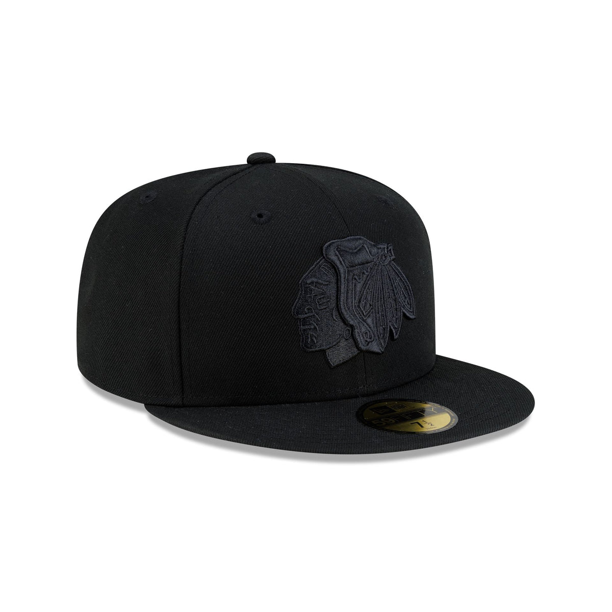 Chicago Blackhawks Black on Black 59FIFTY Fitted Hat