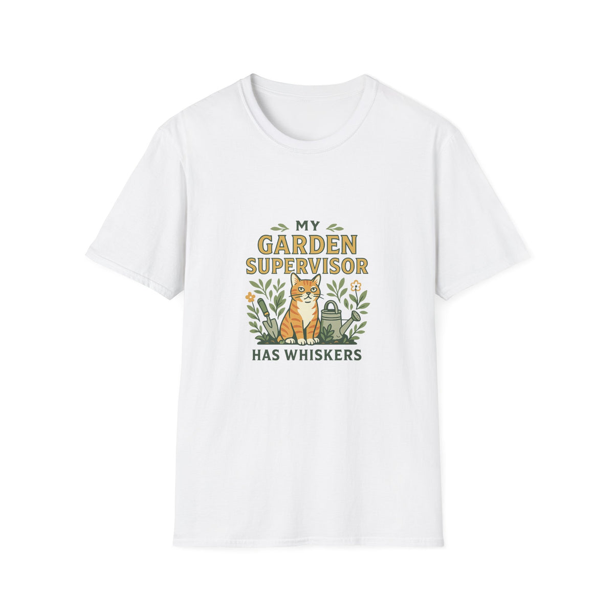 My Garden Supervisor Has Whiskers Funny Cat Gardening T-Shirt
