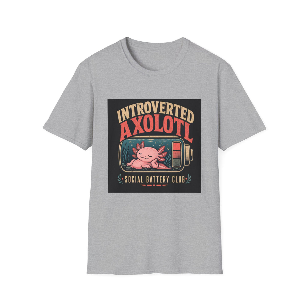 Introverted Axolotl Social Battery Club Funny Introvert T-Shirt