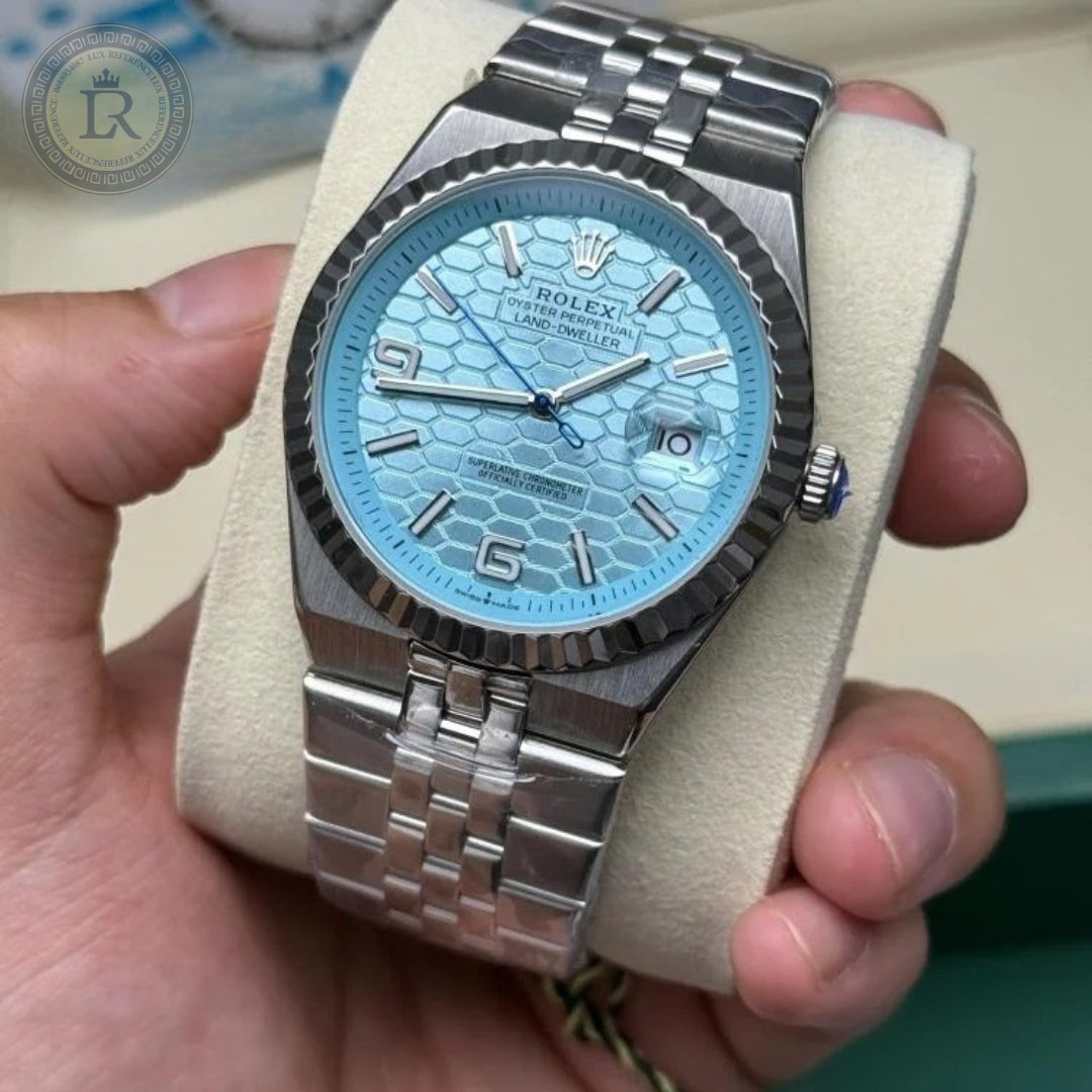 Rolex Land-Dweller bleu glacier 36mm unisexe