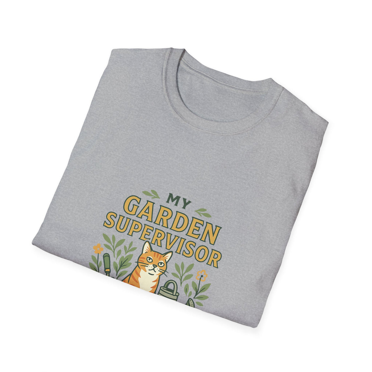 My Garden Supervisor Has Whiskers Funny Cat Gardening T-Shirt