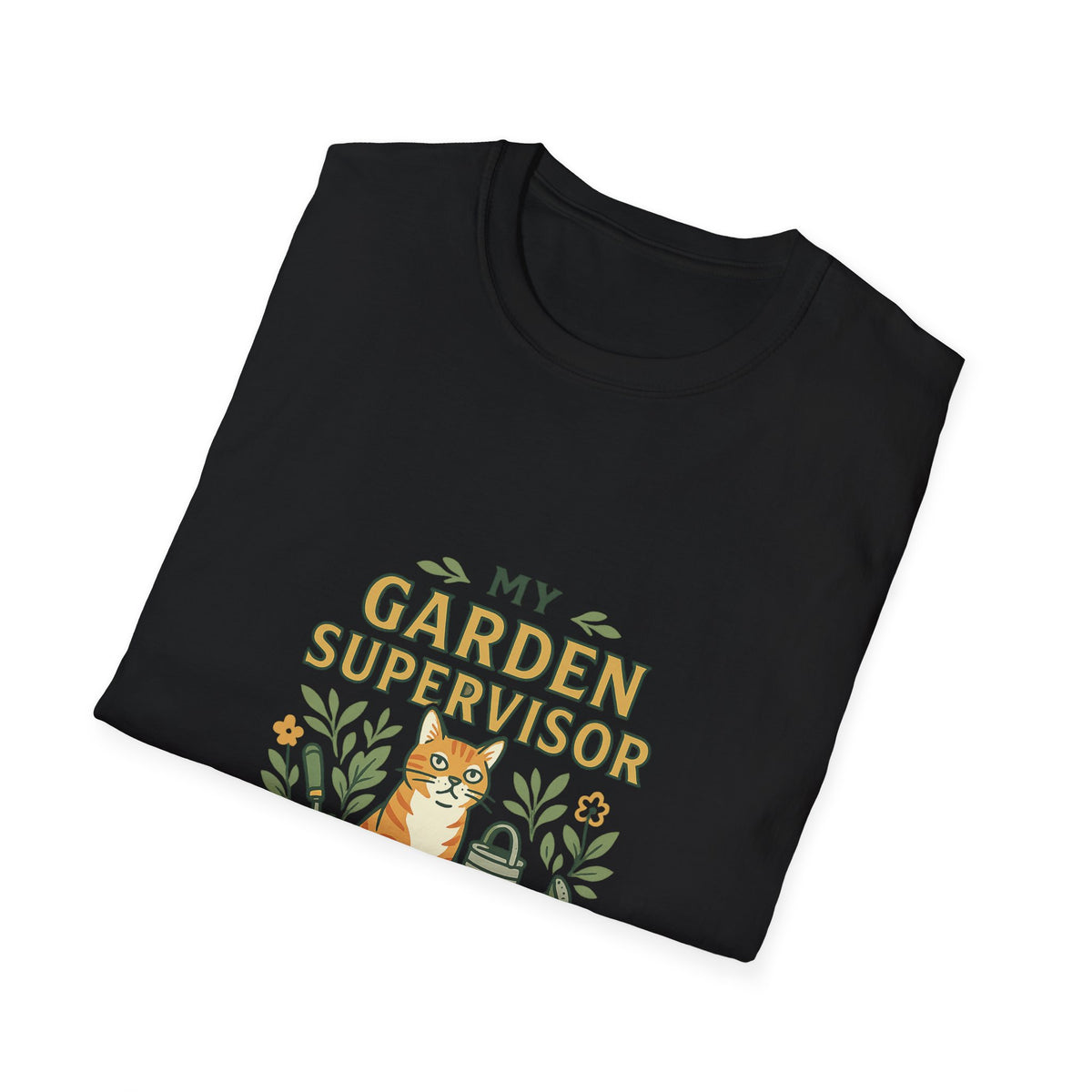 My Garden Supervisor Has Whiskers Funny Cat Gardening T-Shirt