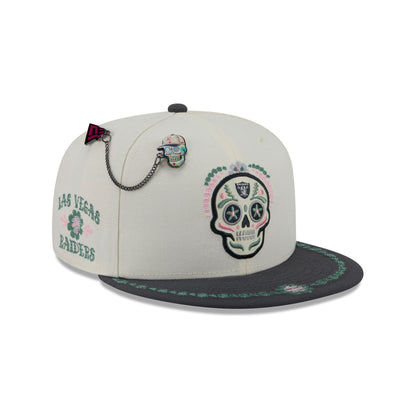 Las Vegas Raiders Day of the Dead Chrome White 59FIFTY Fitted Hat