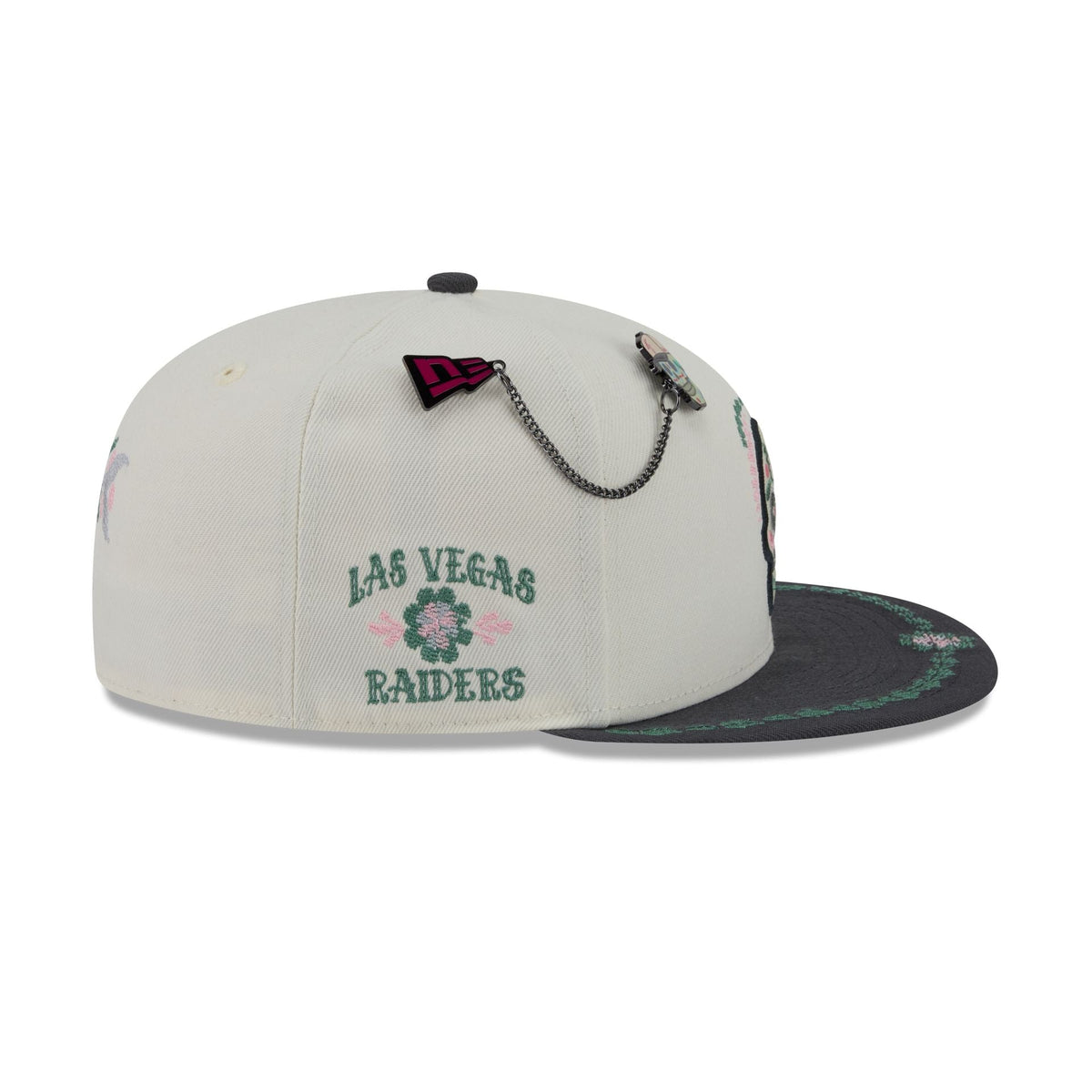 Las Vegas Raiders Day of the Dead Chrome White 59FIFTY Fitted Hat