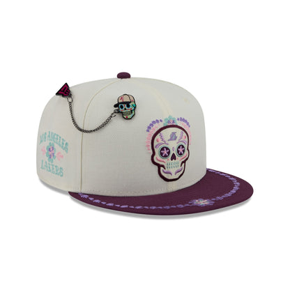 Los Angeles Lakers Day of the Dead Chrome White 59FIFTY Fitted Hat