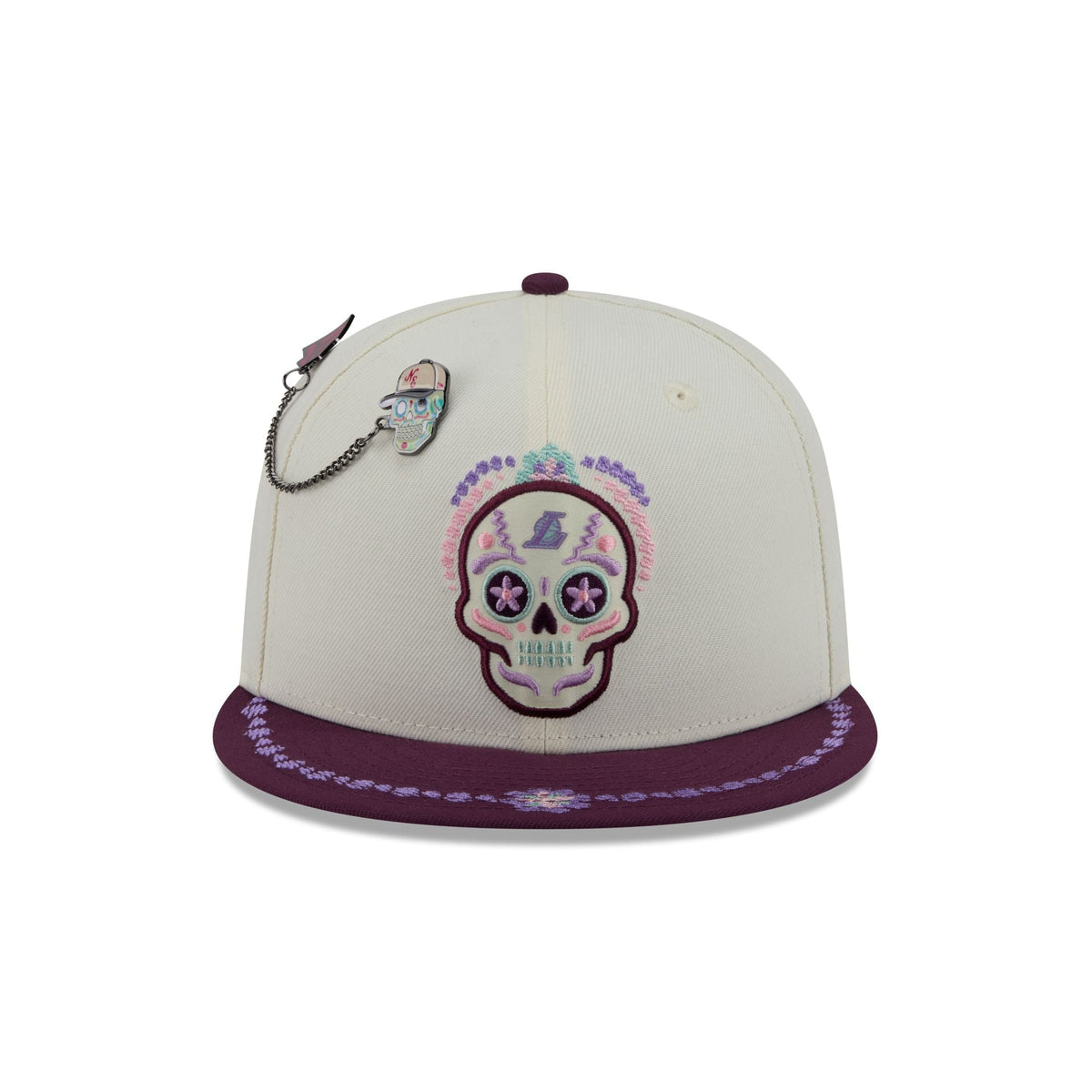 Los Angeles Lakers Day of the Dead Chrome White 59FIFTY Fitted Hat