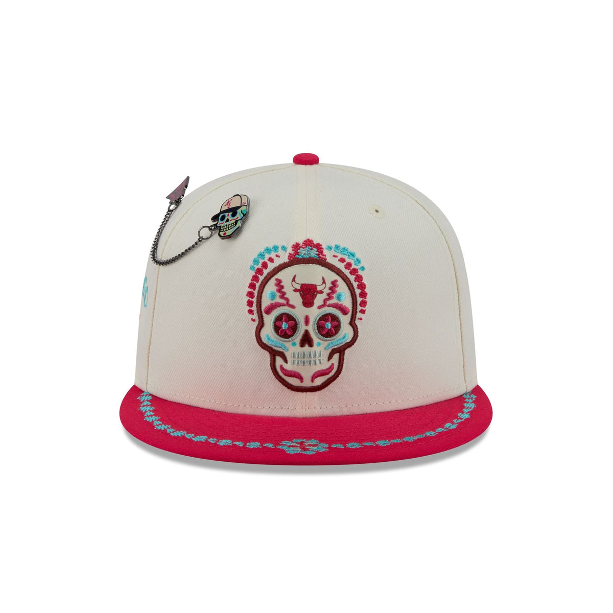 Chicago Bulls Day of the Dead Chrome White 59FIFTY Fitted Hat