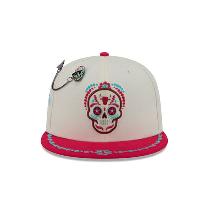 Chicago Bulls Day of the Dead Chrome White 59FIFTY Fitted Hat