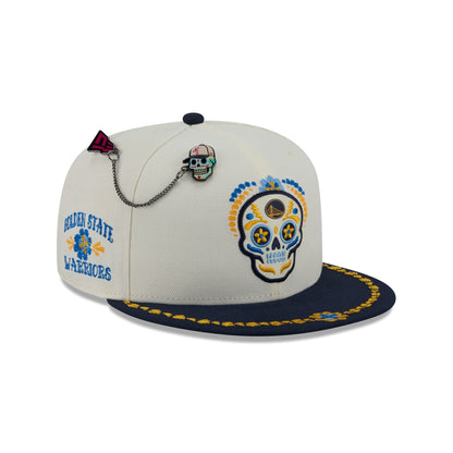 Golden State Warriors Day of the Dead Chrome White 59FIFTY Fitted Hat