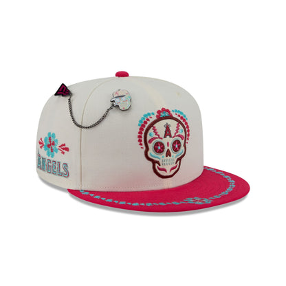 Los Angeles Angels Day of the Dead Chrome White 59FIFTY Fitted Hat