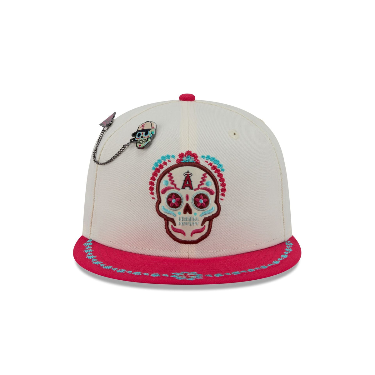 Los Angeles Angels Day of the Dead Chrome White 59FIFTY Fitted Hat