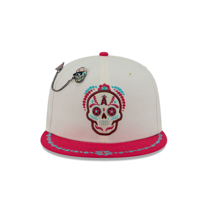Los Angeles Angels Day of the Dead Chrome White 59FIFTY Fitted Hat
