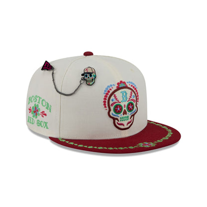 Boston Red Sox Day of the Dead Chrome White 59FIFTY Fitted Hat