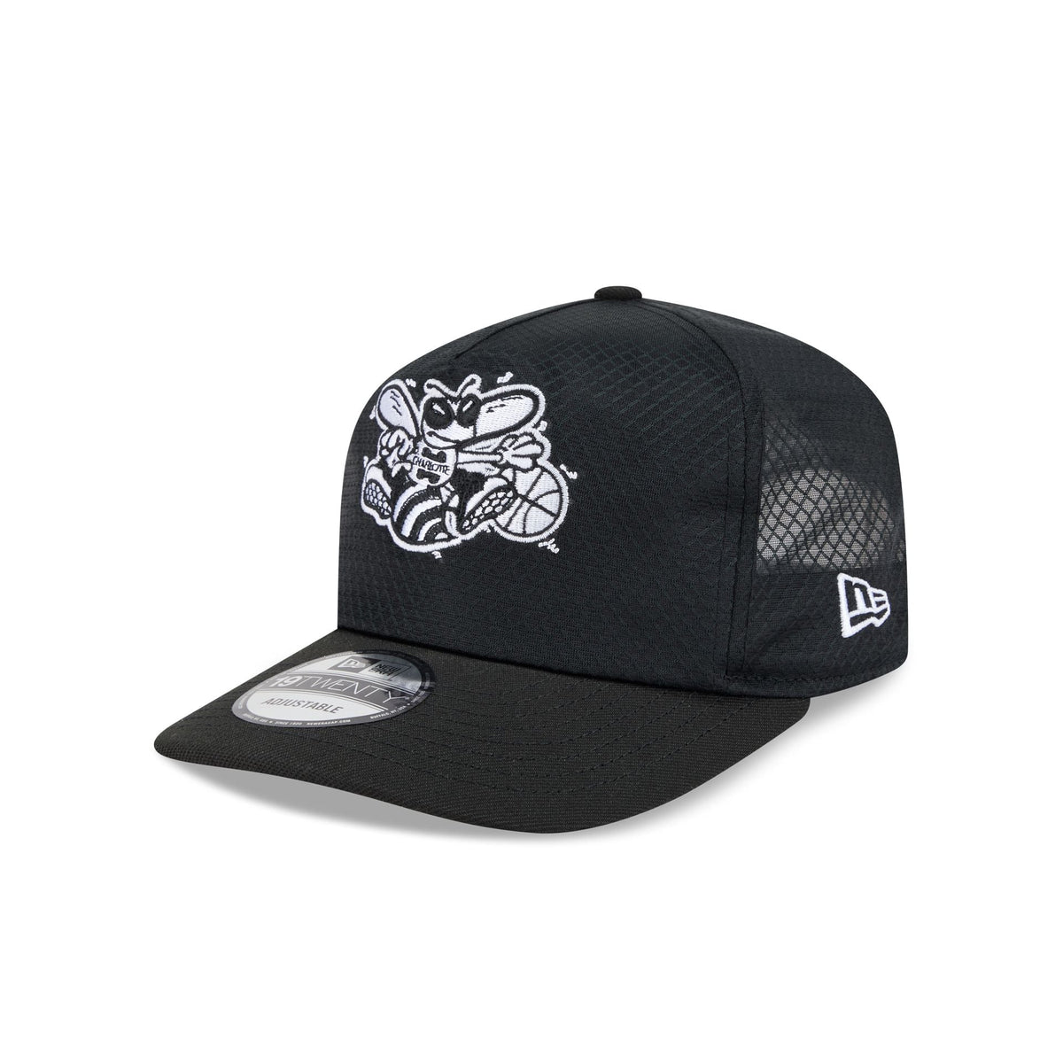 Charlotte Hornets Black & White Mesh 19TWENTY Trucker Hat