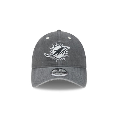 Miami Dolphins Washed Black Cotton 9TWENTY Adjustable Hat