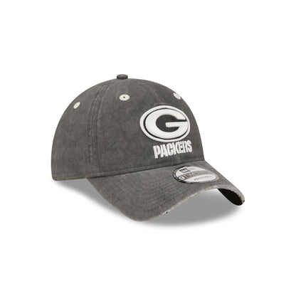 Green Bay Packers Washed Black Cotton 9TWENTY Adjustable Hat