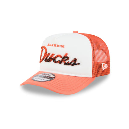 Anaheim Ducks Fade Script 9FIFTY A-Frame Trucker Hat