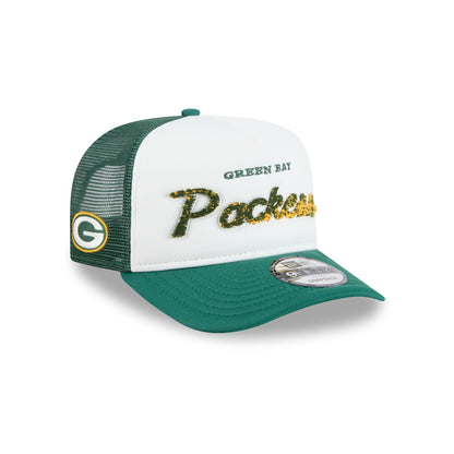 Green Bay Packers Fade Script 9FIFTY A-Frame Trucker Hat