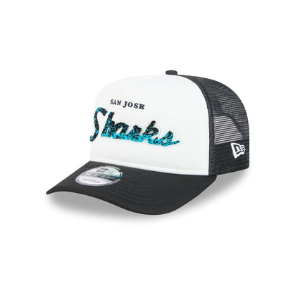 San Jose Sharks Fade Script 9FIFTY A-Frame Trucker Hat