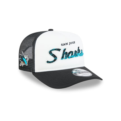 San Jose Sharks Fade Script 9FIFTY A-Frame Trucker Hat