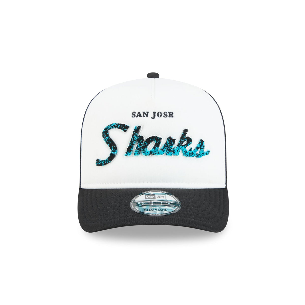 San Jose Sharks Fade Script 9FIFTY A-Frame Trucker Hat