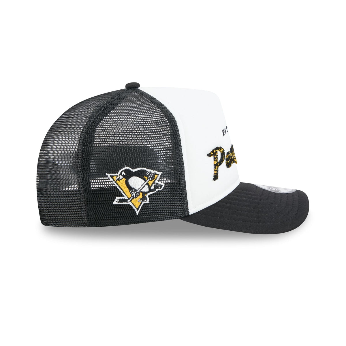 Pittsburgh Penguins Fade Script 9FIFTY A-Frame Trucker Hat