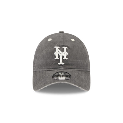 New York Mets Washed Black Cotton 9TWENTY Adjustable Hat