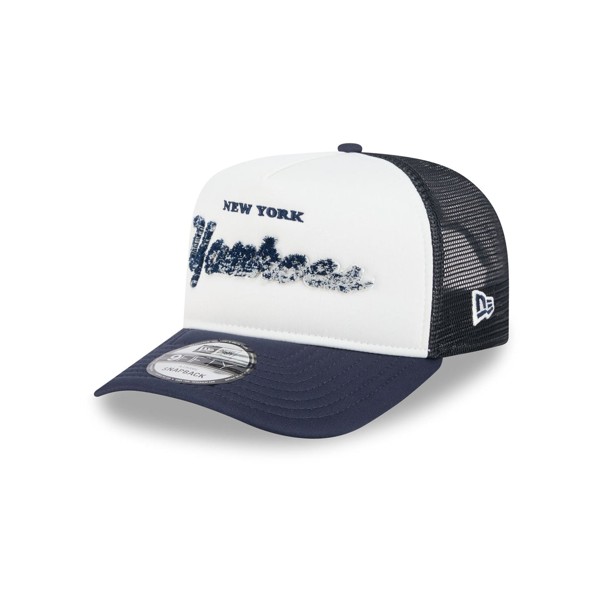 New York Yankees Fade Script 9FIFTY A-Frame Trucker Hat