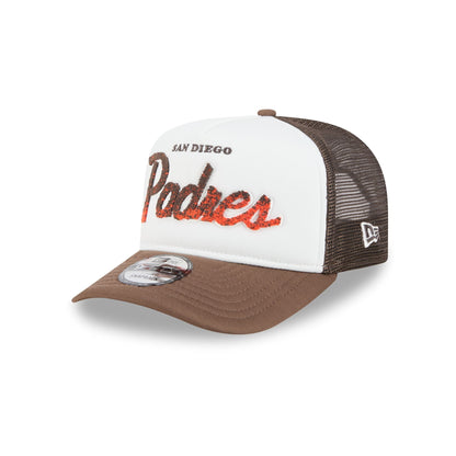 San Diego Padres Fade Script 9FIFTY A-Frame Trucker Hat