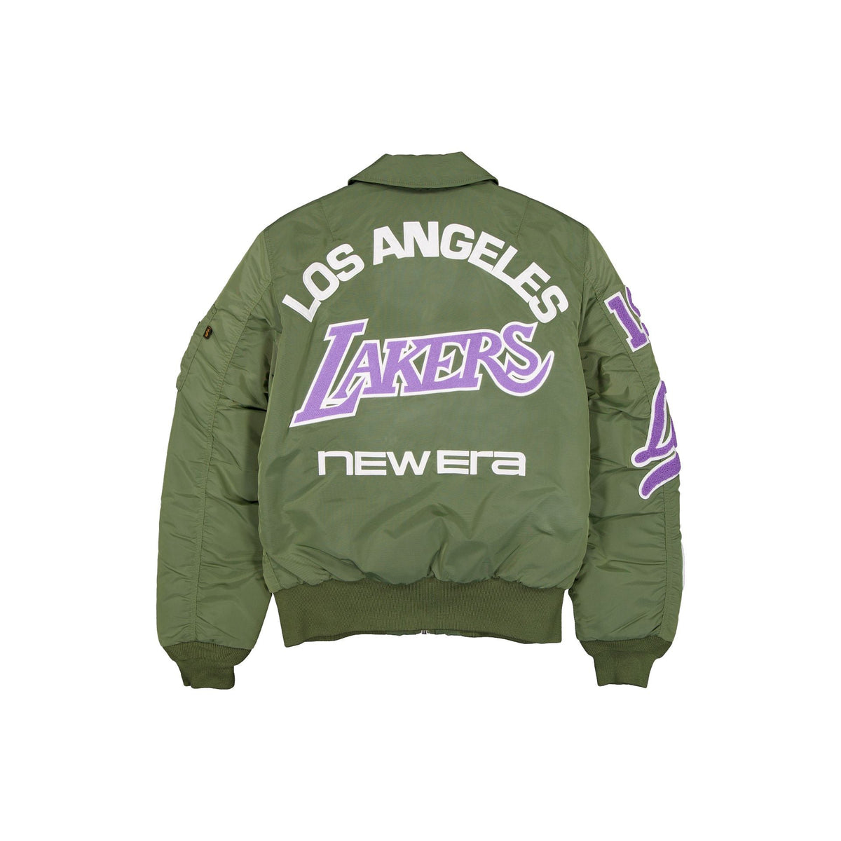 Alpha Industries x Los Angeles Lakers Hardwood Classic Sage Green MA-1 Flight Jacket